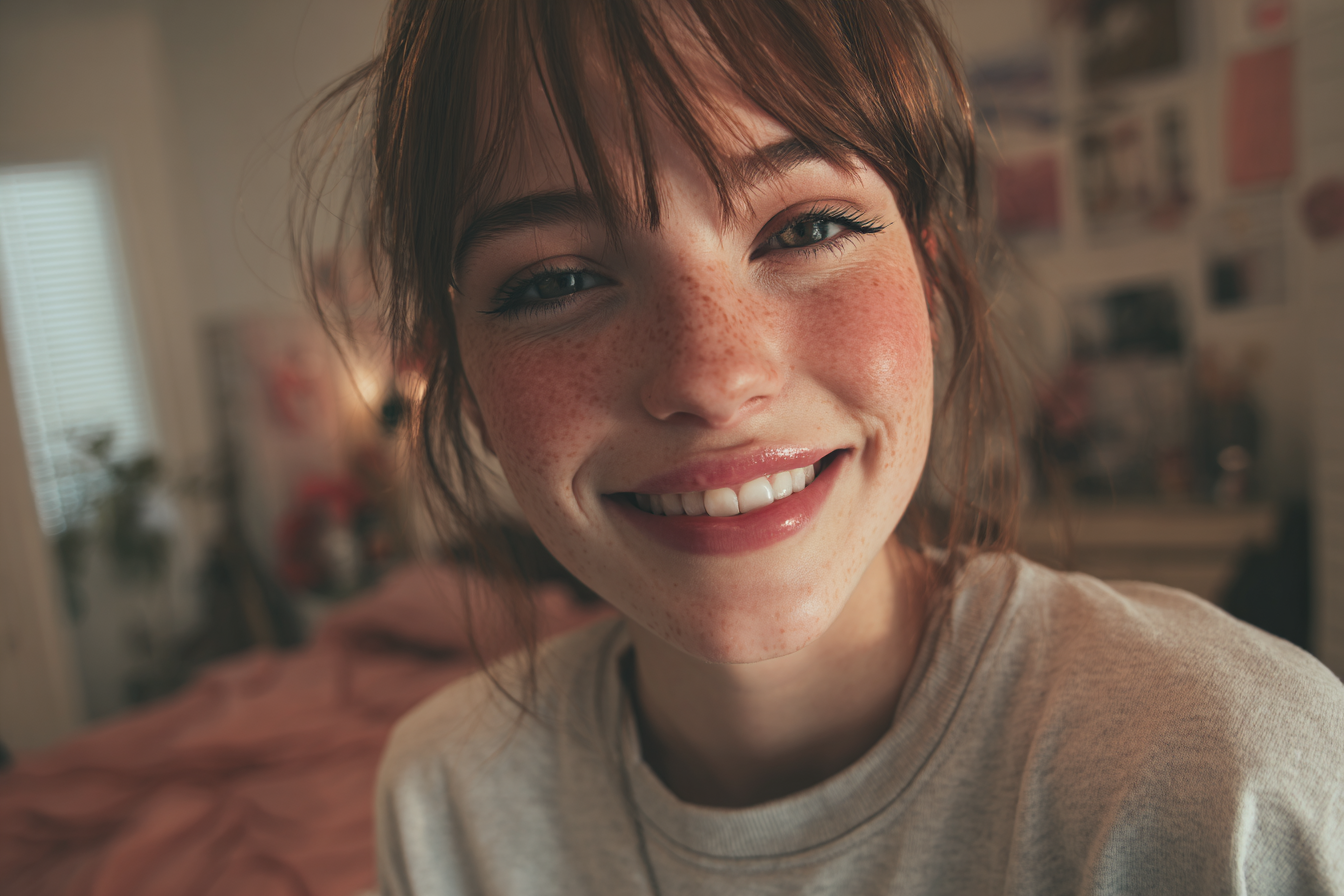 Eine junge Frau lächelt | Quelle: Midjourney