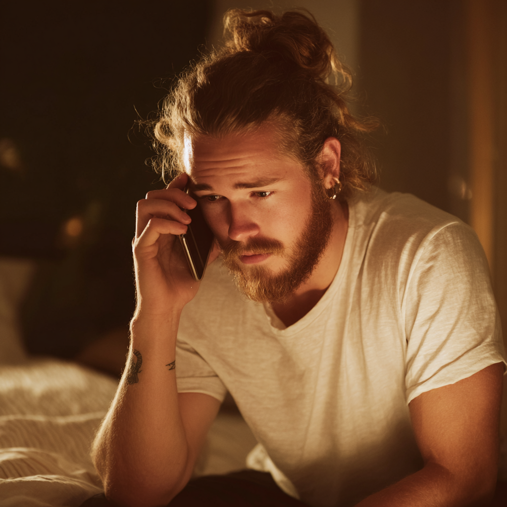 Ein aufgebrachter Mann, der am Telefon spricht | Quelle: Midjourney