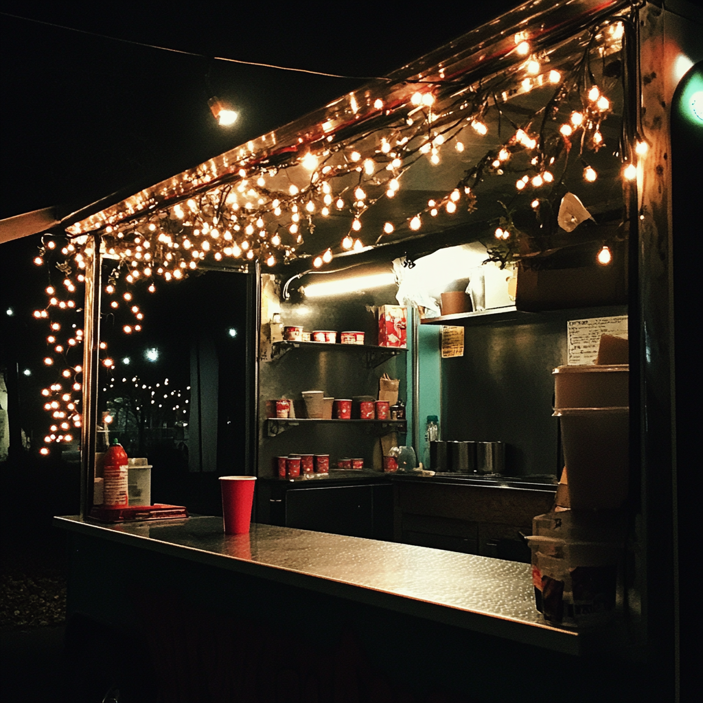 Ein Food Truck mit Lichterketten | Quelle: Midjourney