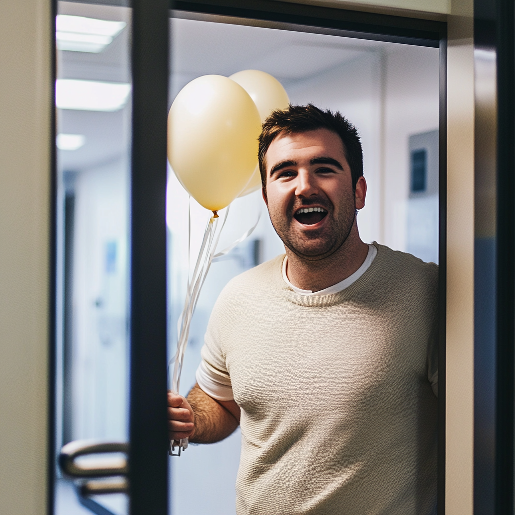 Mężczyzna trzymający balony | Źródło: Midjourney
