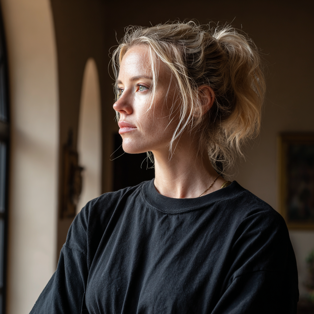 Eine Frau, die in einem Foyer steht | Quelle: Midjourney