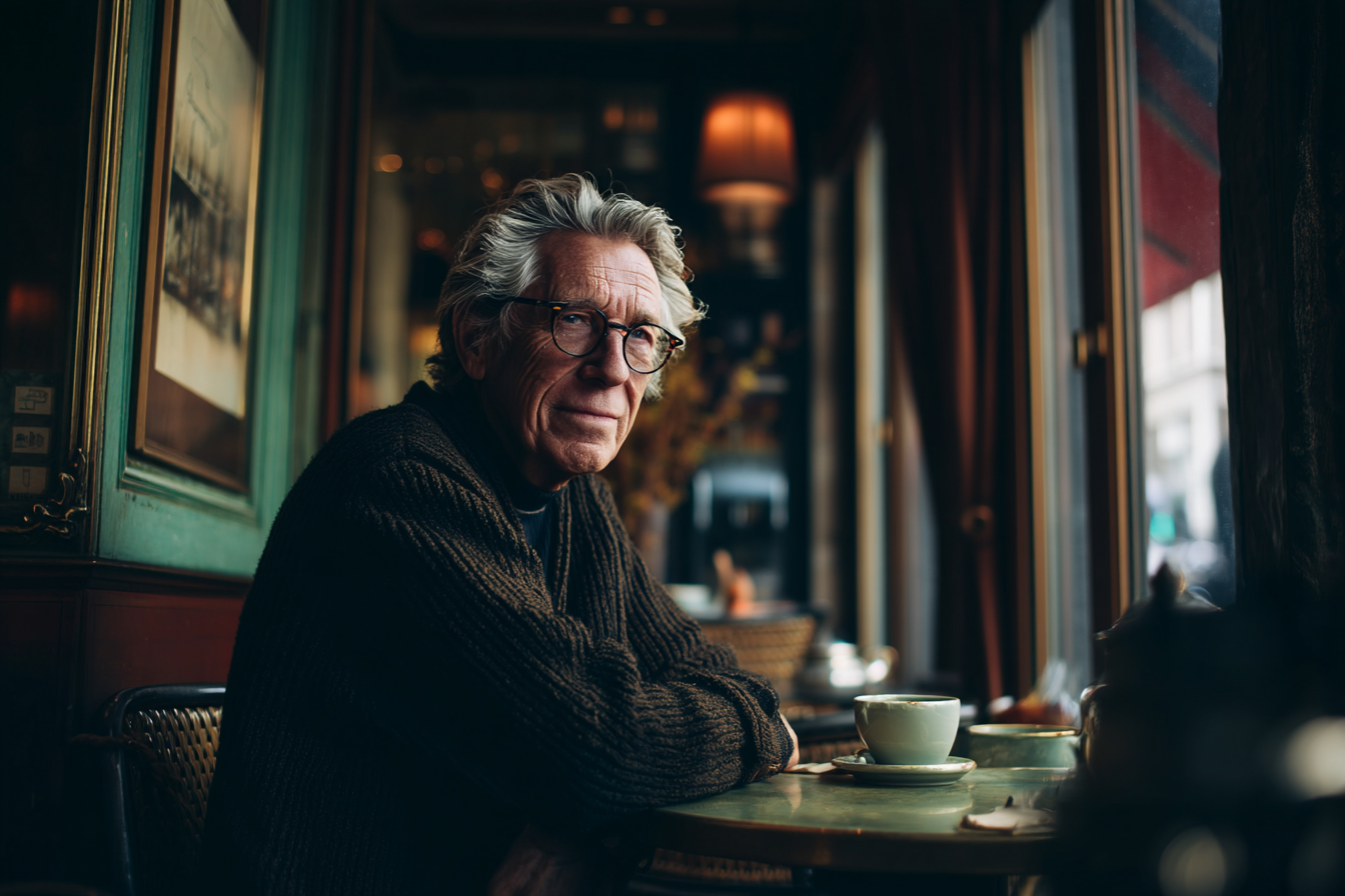 Ein älterer Mann in einem Café | Quelle: Midjourney