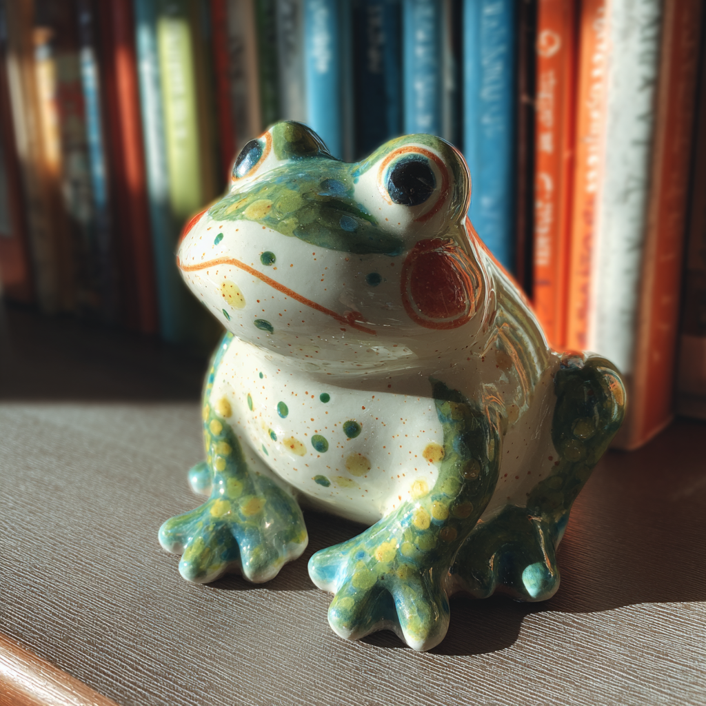 Ein süßer Keramikfrosch | Quelle: Midjourney