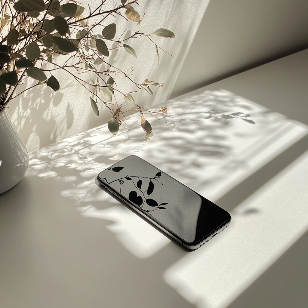 Ein Mobiltelefon auf einem Tisch | Quelle: Midjourney