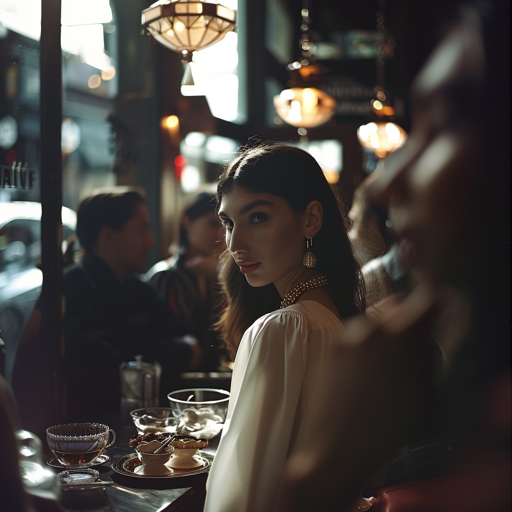 Eine Frau in einem Restaurant | Quelle: Midjourney