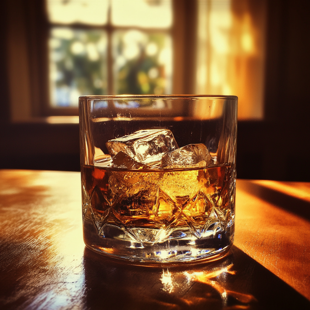 Ein Glas Whiskey auf einem Tisch | Quelle: Midjourney