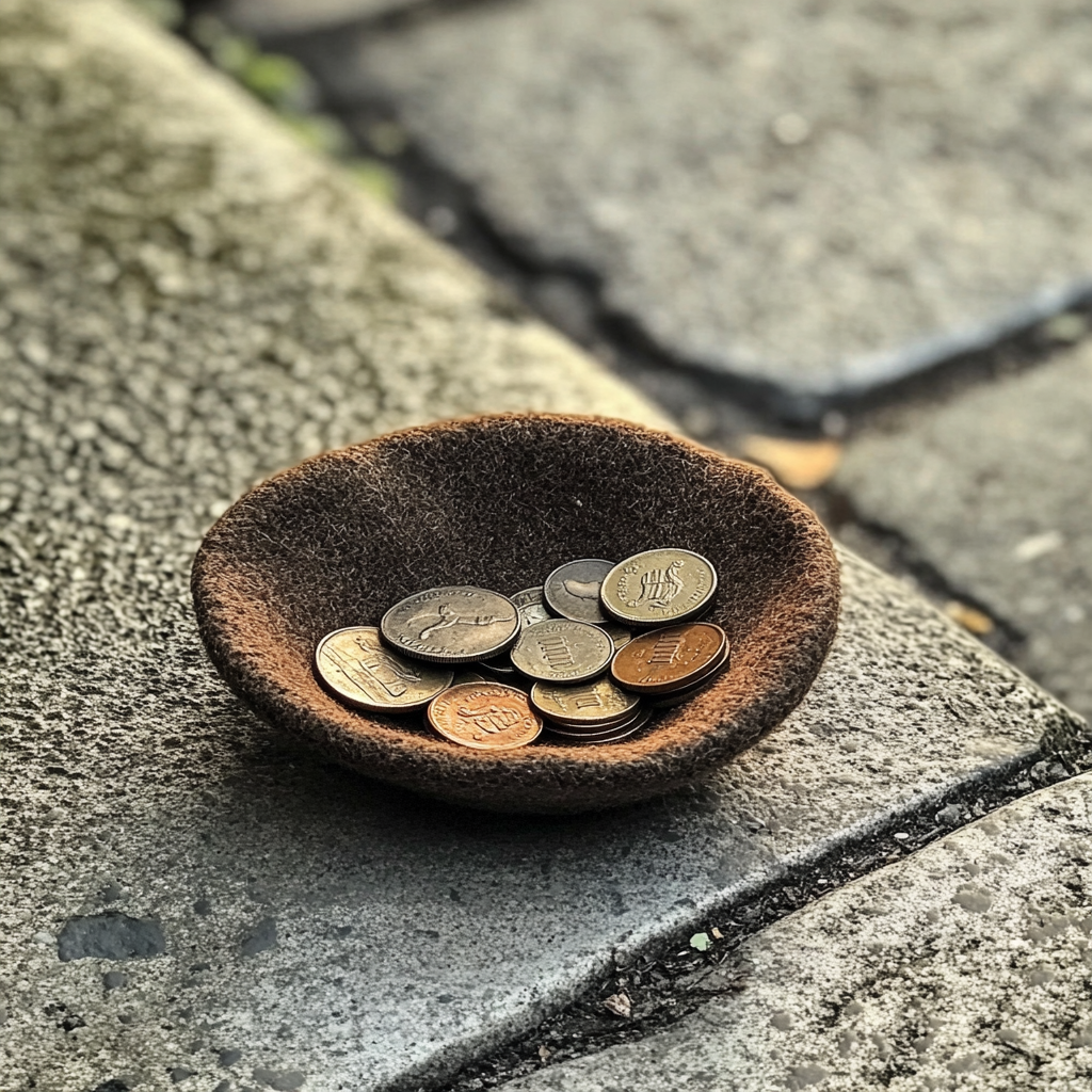 Loses Kleingeld auf einem Gehweg | Quelle: Midjourney