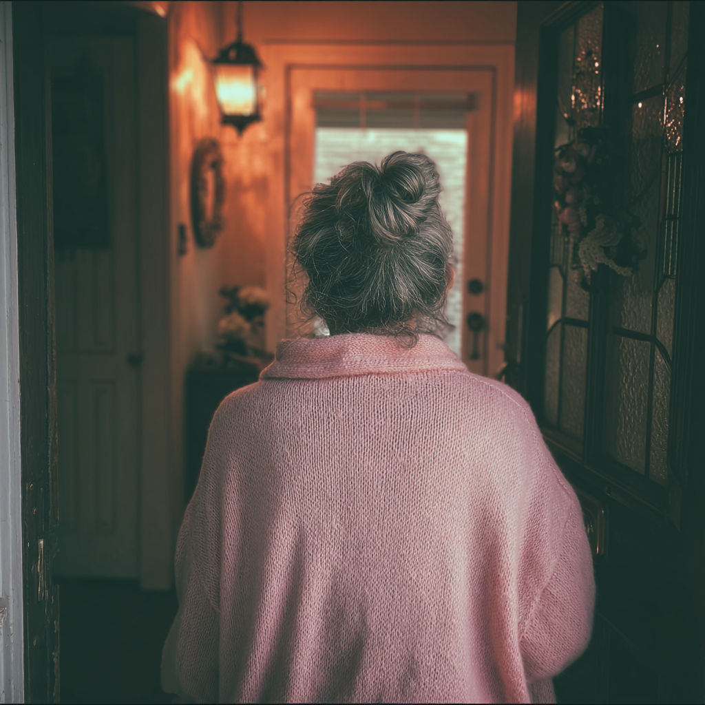 Die Rückansicht einer älteren Frau | Quelle: Midjourney