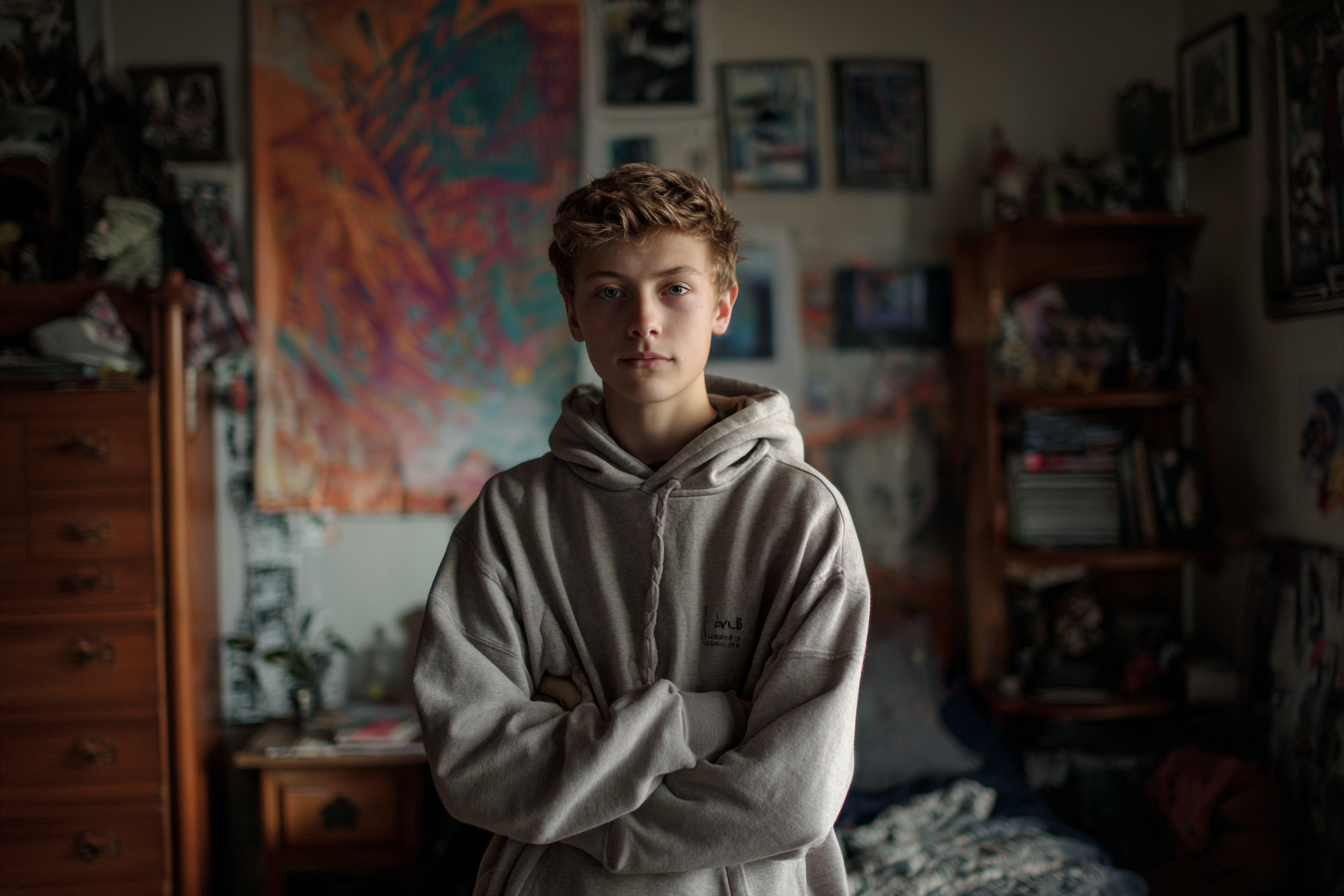 Ein Junge, der geradeaus schaut | Quelle: Midjourney