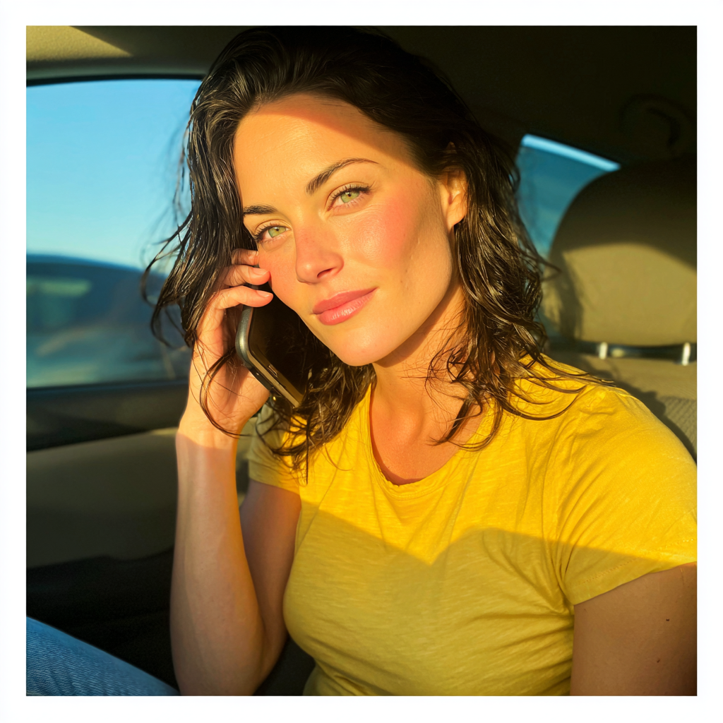 Eine Frau, die in einem Auto sitzt und telefoniert | Quelle: Midjourney