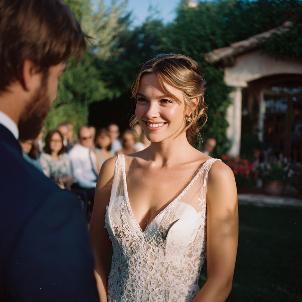 Braut und Bräutigam bei ihrer Hochzeit | Quelle: Midjourney