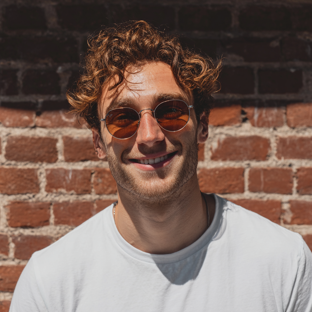 Ein lächelnder Mann mit einer Sonnenbrille | Quelle: Midjourney