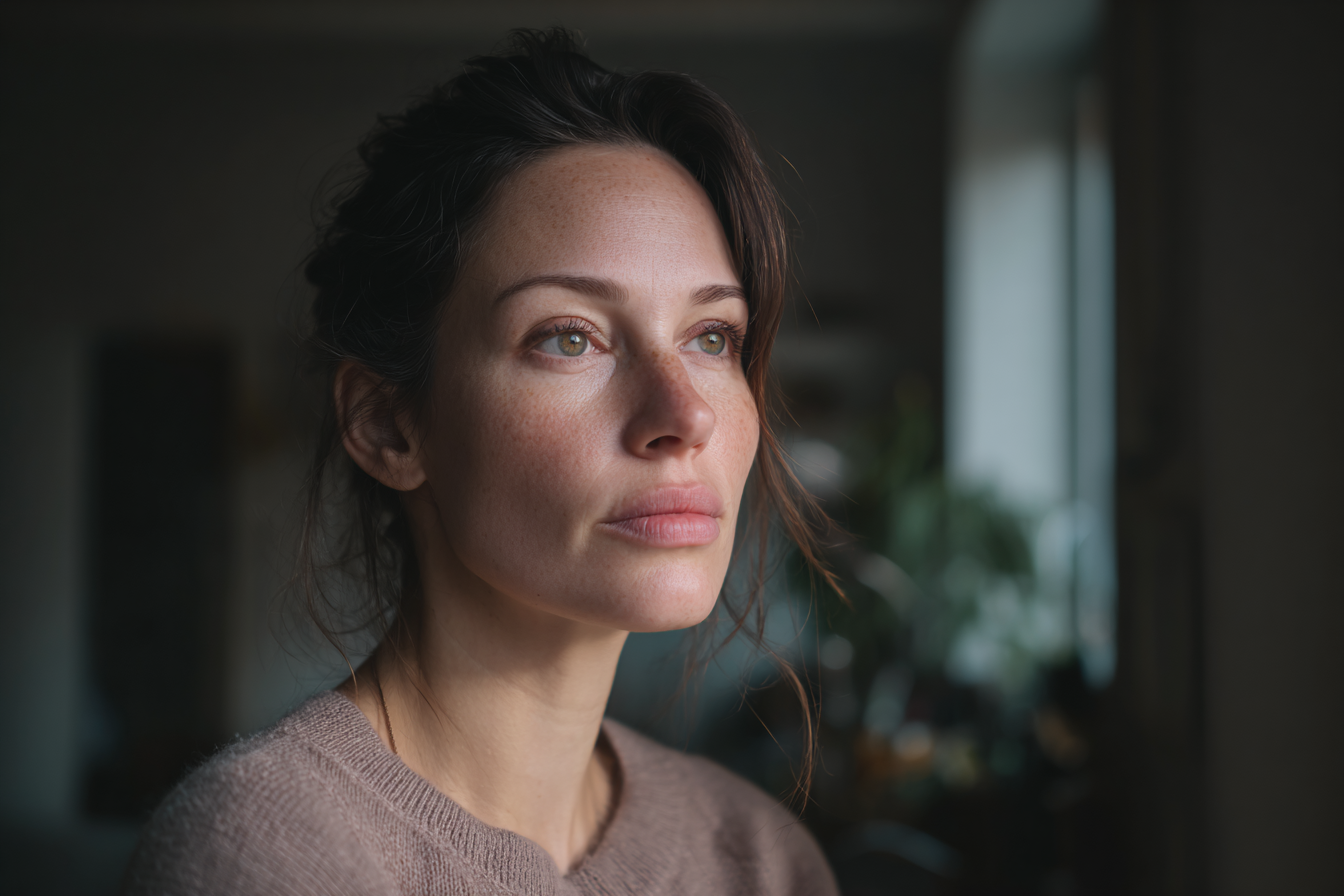 Eine Frau, die in einem Wohnzimmer steht | Quelle: Midjourney