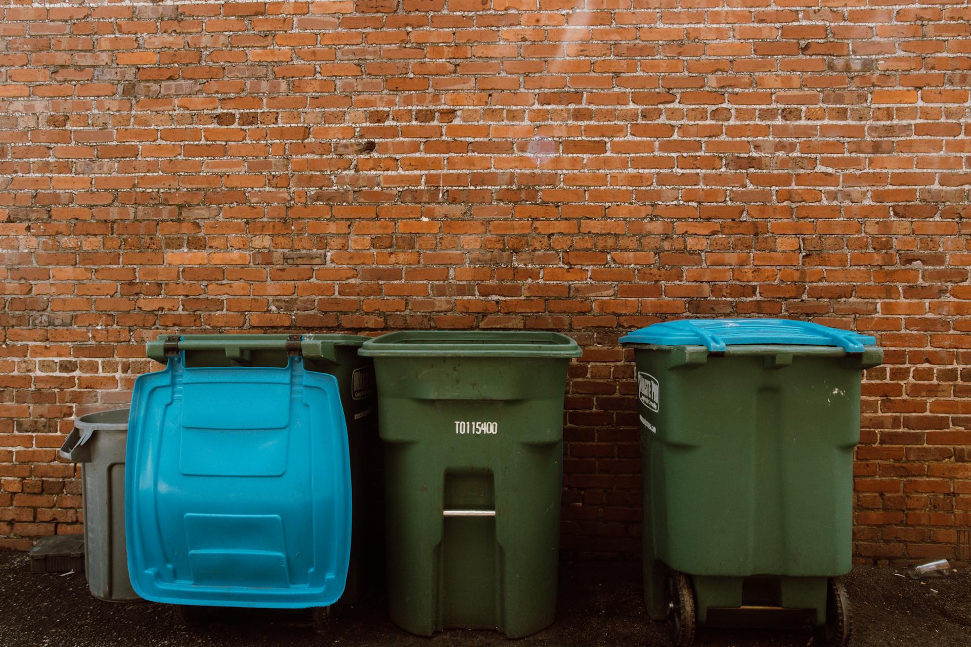 Mülleimer vor einer Mauer | Quelle: Pexels