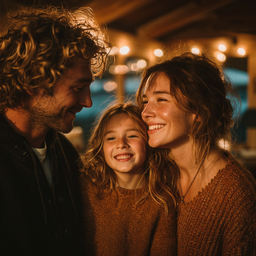 Eine glückliche dreiköpfige Familie | Quelle: Midjourney