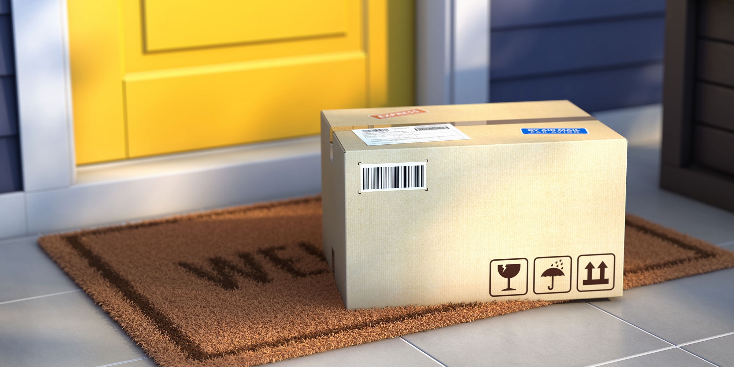 Ein Paket vor einer Haustür | Quelle: Shutterstock
