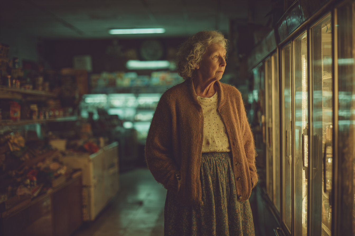 Eine ältere Frau in einem Geschäft | Quelle: Midjourney