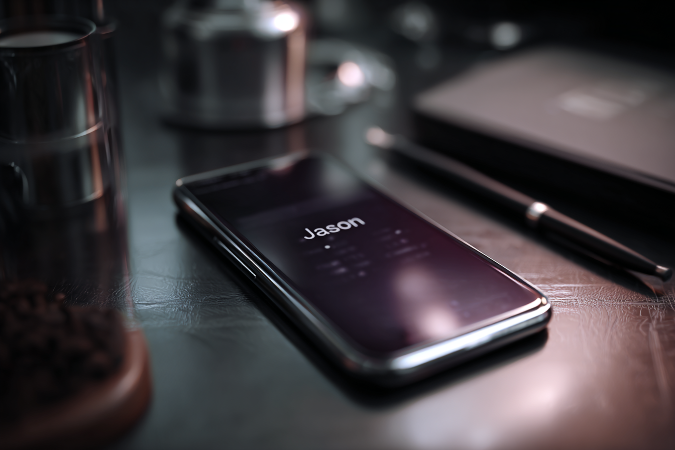Ein Telefon mit Jasons Namen darauf | Quelle: Midjourney