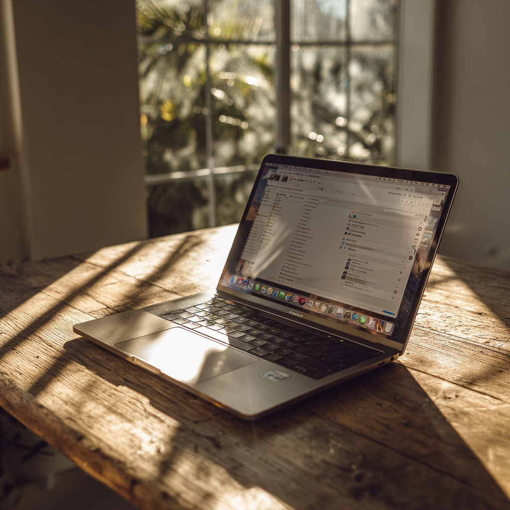 Ein offener Laptop auf einem Tisch | Quelle: Midjourney