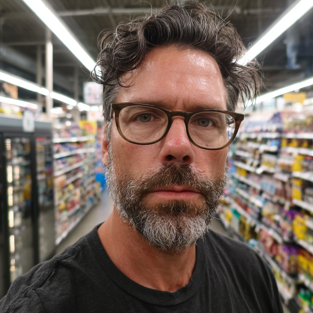 Eine Nahaufnahme eines müden Mannes | Quelle: Midjourney