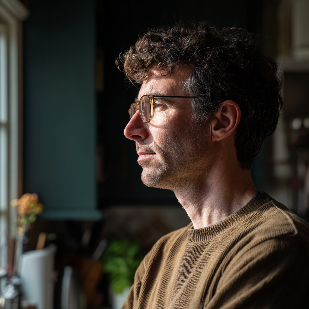 Ein nachdenklicher Mann, der aus einem Fenster schaut | Quelle: Midjourney