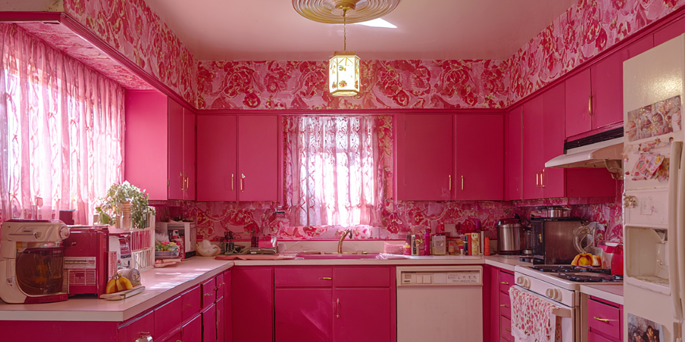Eine leuchtend rosa Küche | Quelle: Gogirok