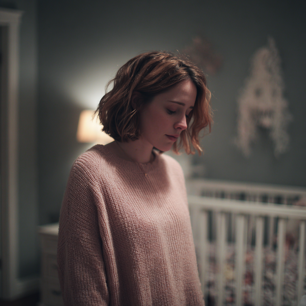 Eine Frau, die in einem Kinderzimmer steht | Quelle: Midjourney