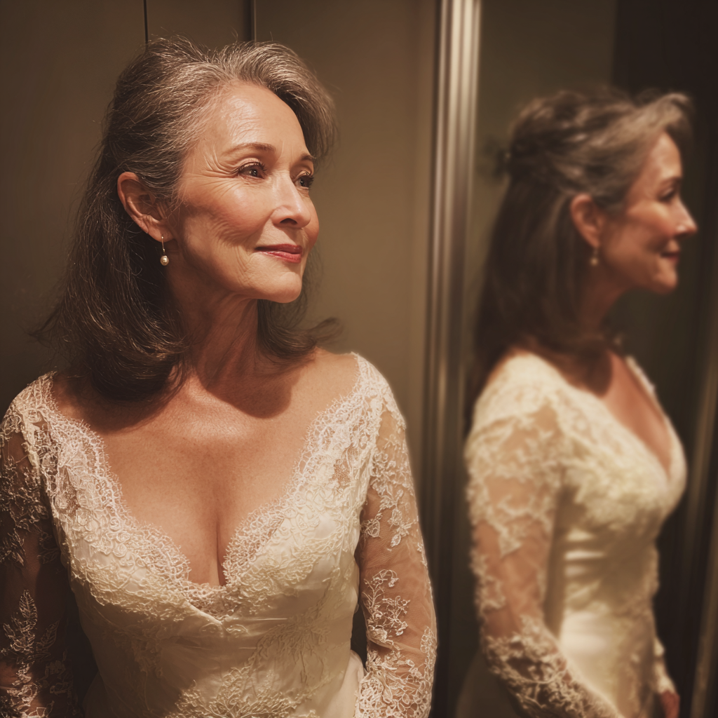 Eine Frau steht in einer Umkleidekabine | Quelle: Midjourney