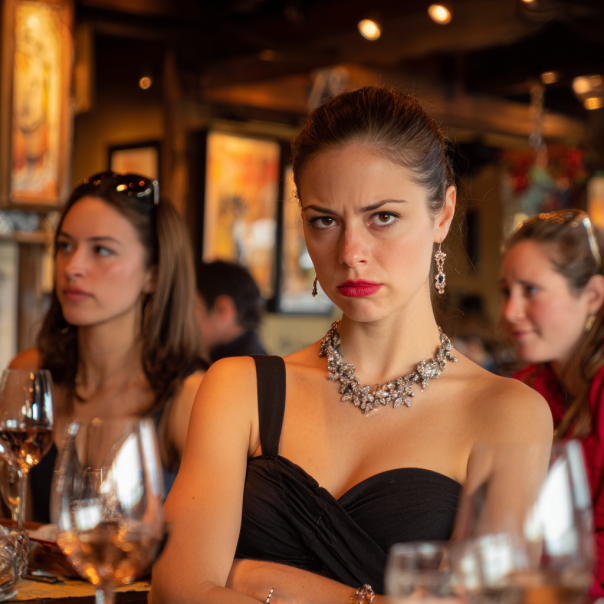 Eine wütende Frau in einem Restaurant | Quelle: Midjourney