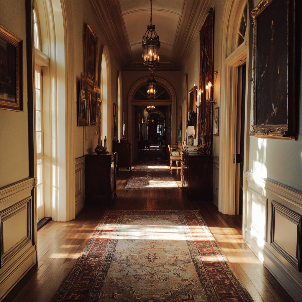 Ein schicker Flur in einem Herrenhaus | Quelle: Midjourney