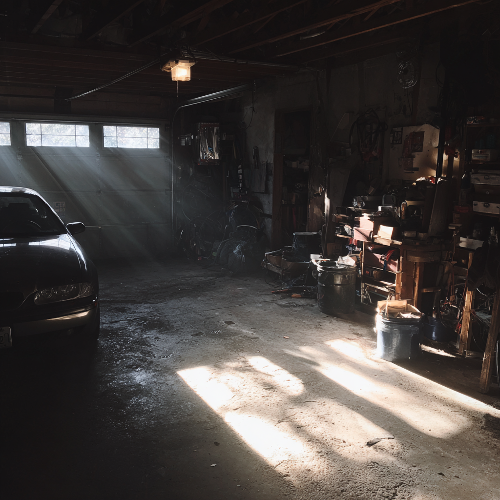 Das Innere einer unordentlichen Garage | Quelle: Midjourney