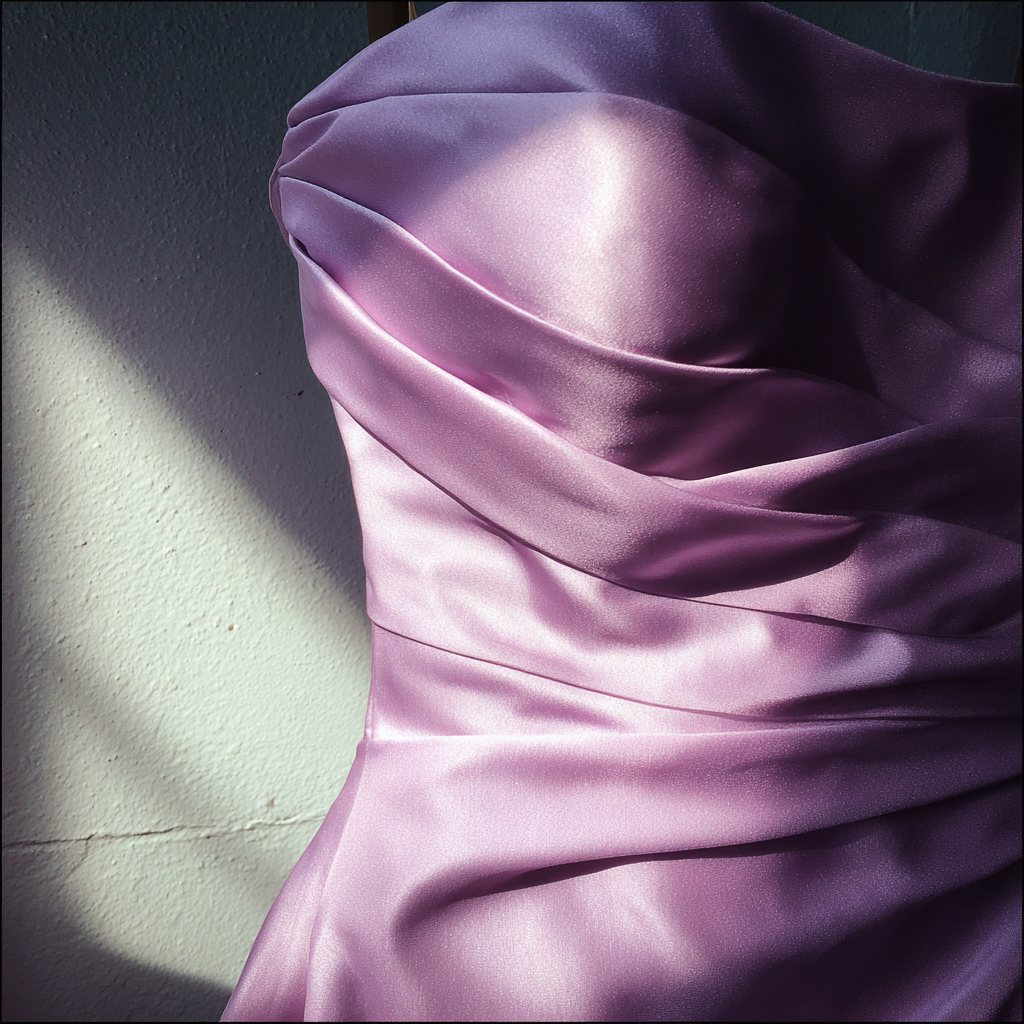 Ein fliederfarbenes Brautjungfernkleid | Quelle: Midjourney
