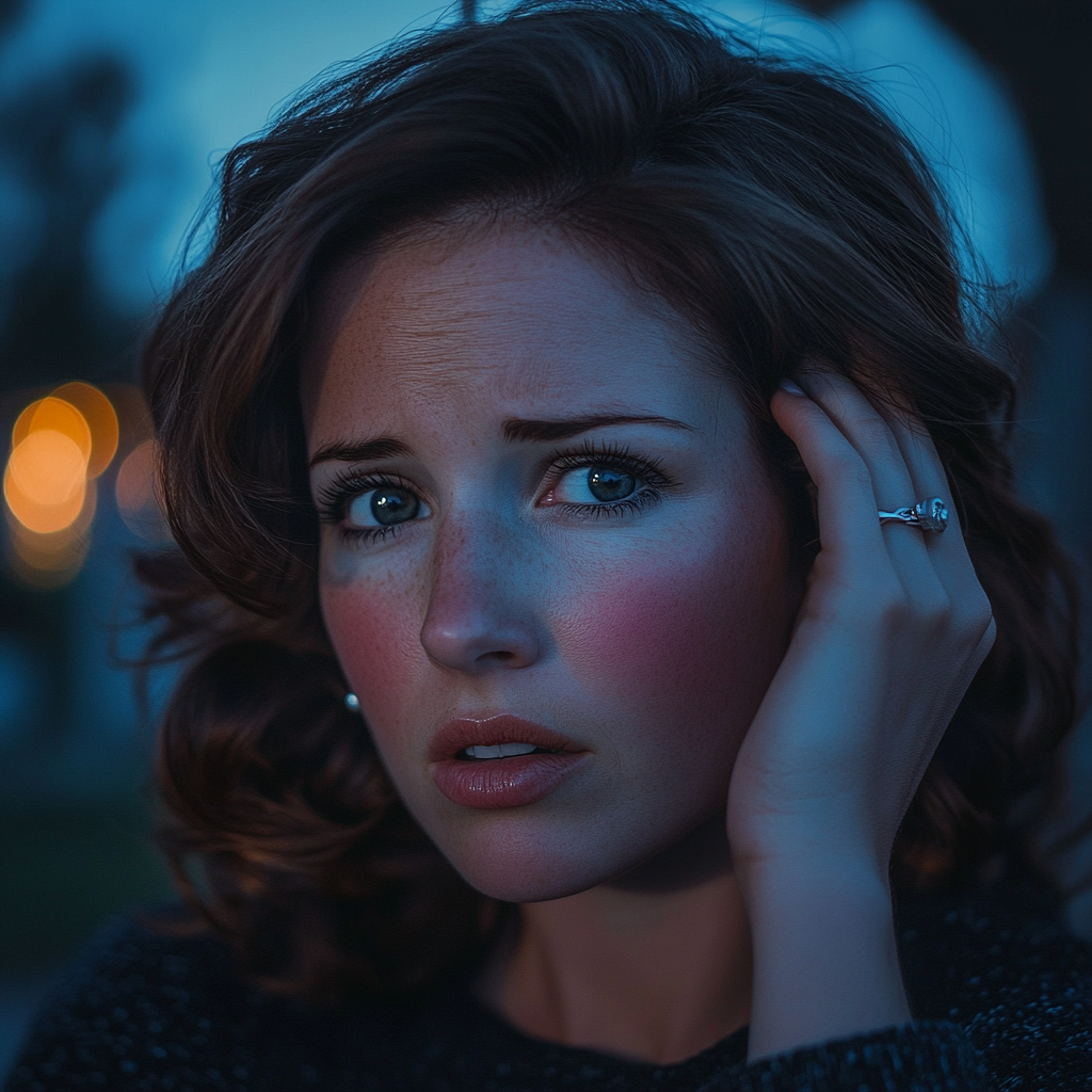 Eine besorgte, in Gedanken versunkene Frau | Quelle: Midjourney