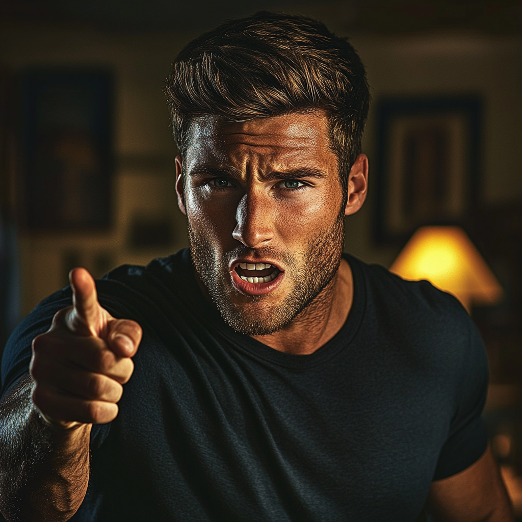 Wściekły mężczyzna kłóci się z kimś | Źródło: Midjourney