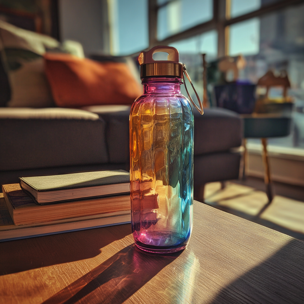 Eine leere Wasserflasche auf einem Tisch | Quelle: Midjourney