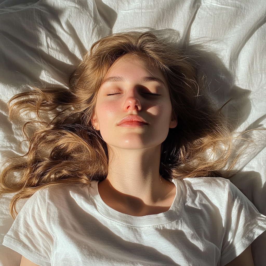 Eine Frau, die im Bett liegt | Quelle: Midjourney
