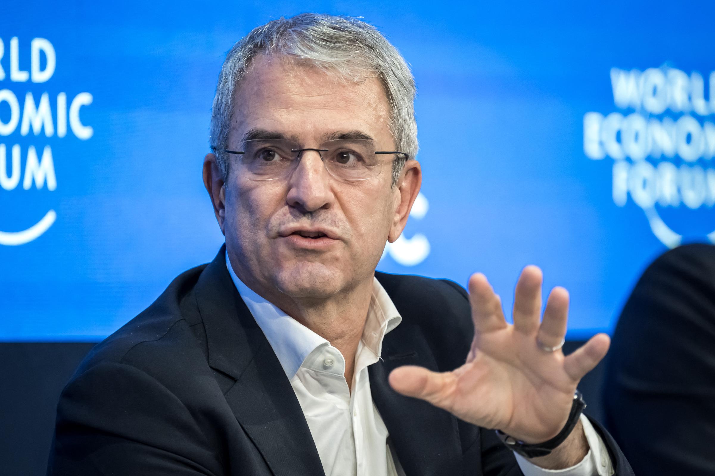 Nestlé-CEO Laurent Freixe spricht am 22. Januar 2025 auf einer Sitzung während der Jahrestagung des Weltwirtschaftsforums (WEF) in Davos. | Quelle: Getty Images