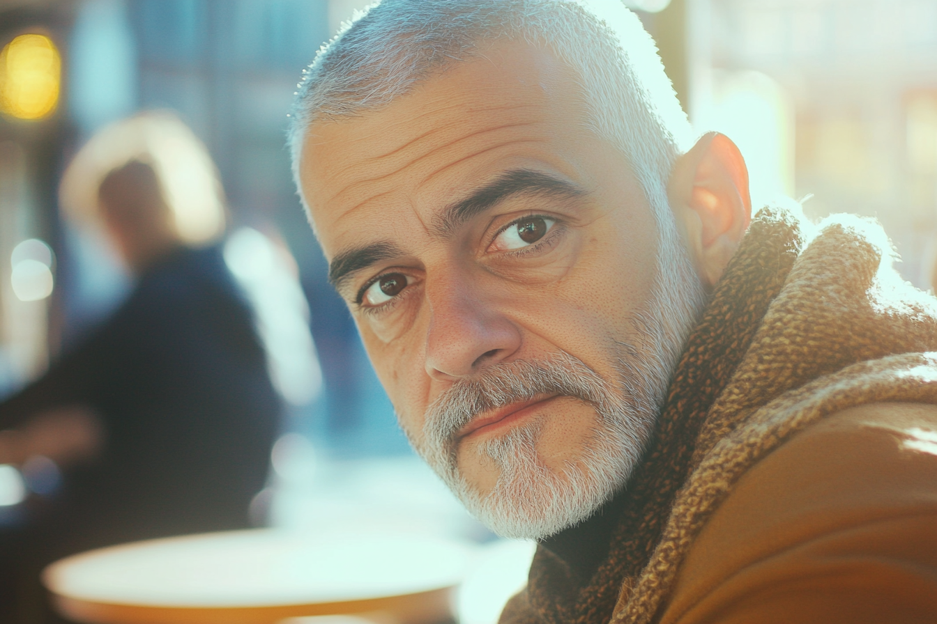 Mężczyzna patrzący prosto przed siebie | Źródło: Midjourney