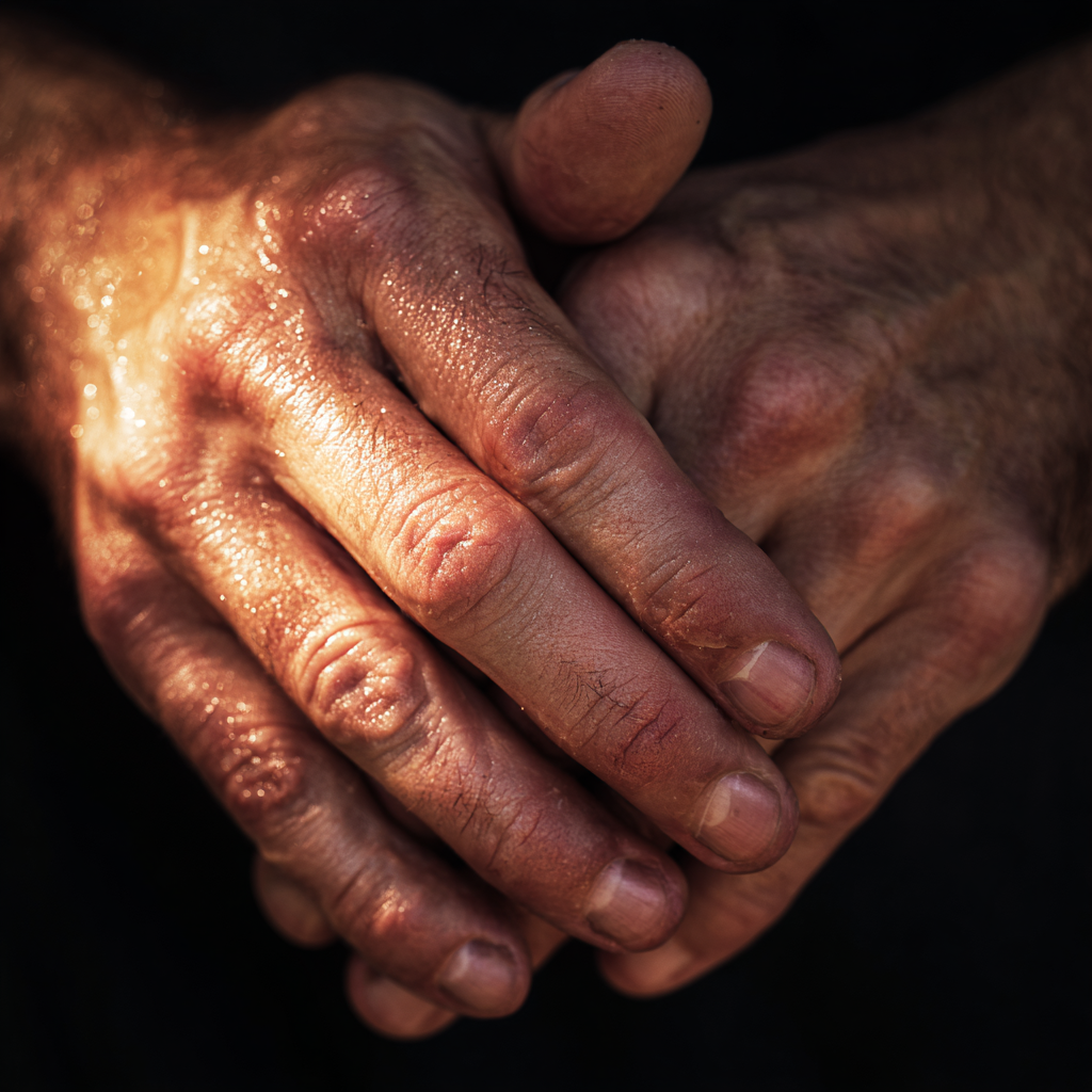 Eine Nahaufnahme der Hände eines Mannes | Quelle: Midjourney