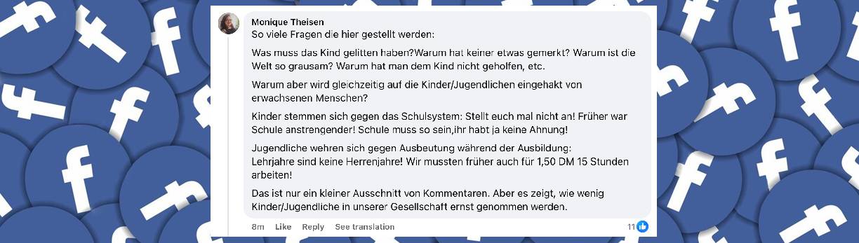 Nutzer kommentiert den tragischen Tod des 12-jährigen Mädchens | Quelle: Facebook/RTL West