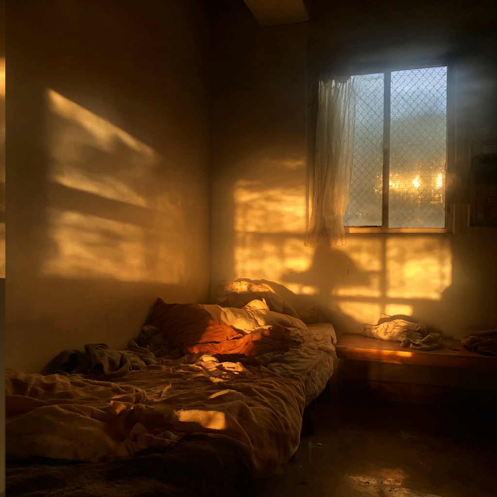 Ein Bett in einem Frauenhaus | Quelle: Midjourney