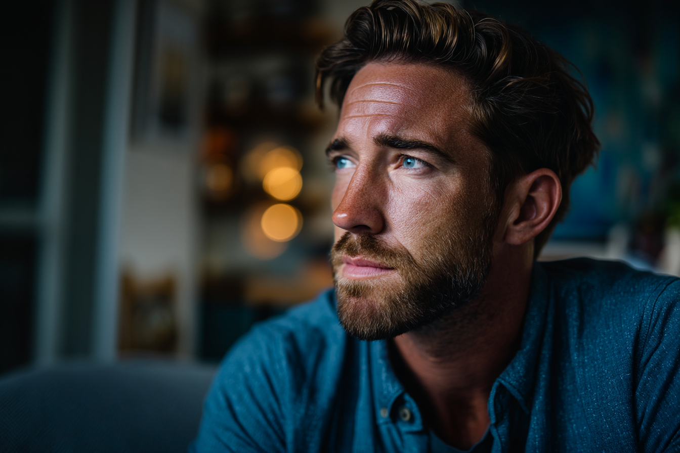 Ein Mann sitzt auf einer Couch | Quelle: Midjourney