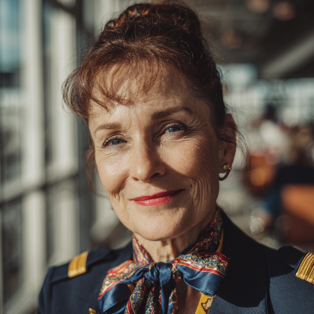 Eine lächelnde Frau in einem Flughafen | Quelle: Midjourney