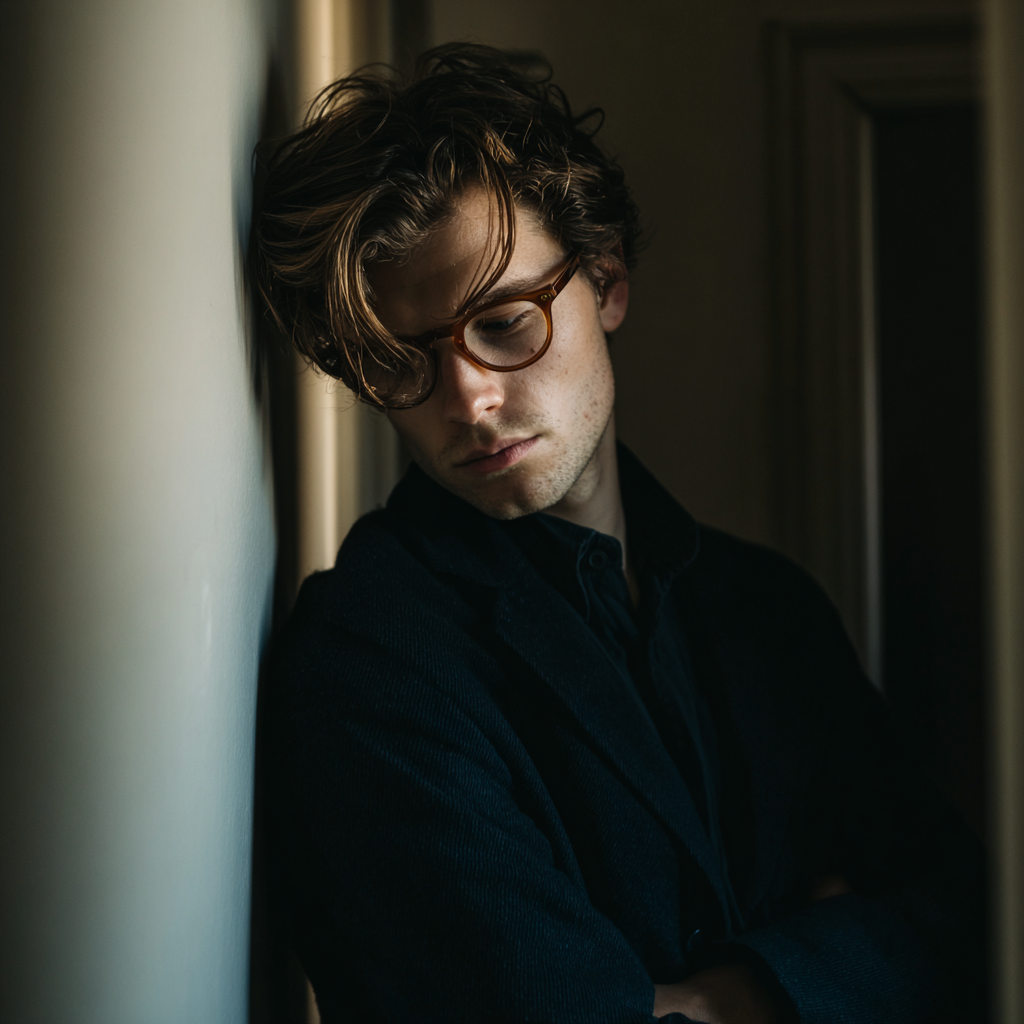 Ein Mann lehnt an einer Wand | Quelle: Midjourney