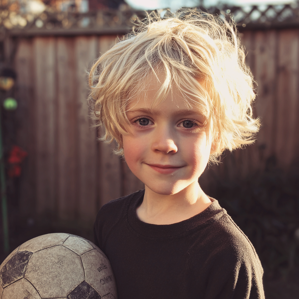 Ein kleiner Junge hält einen Ball | Quelle: Midjourney