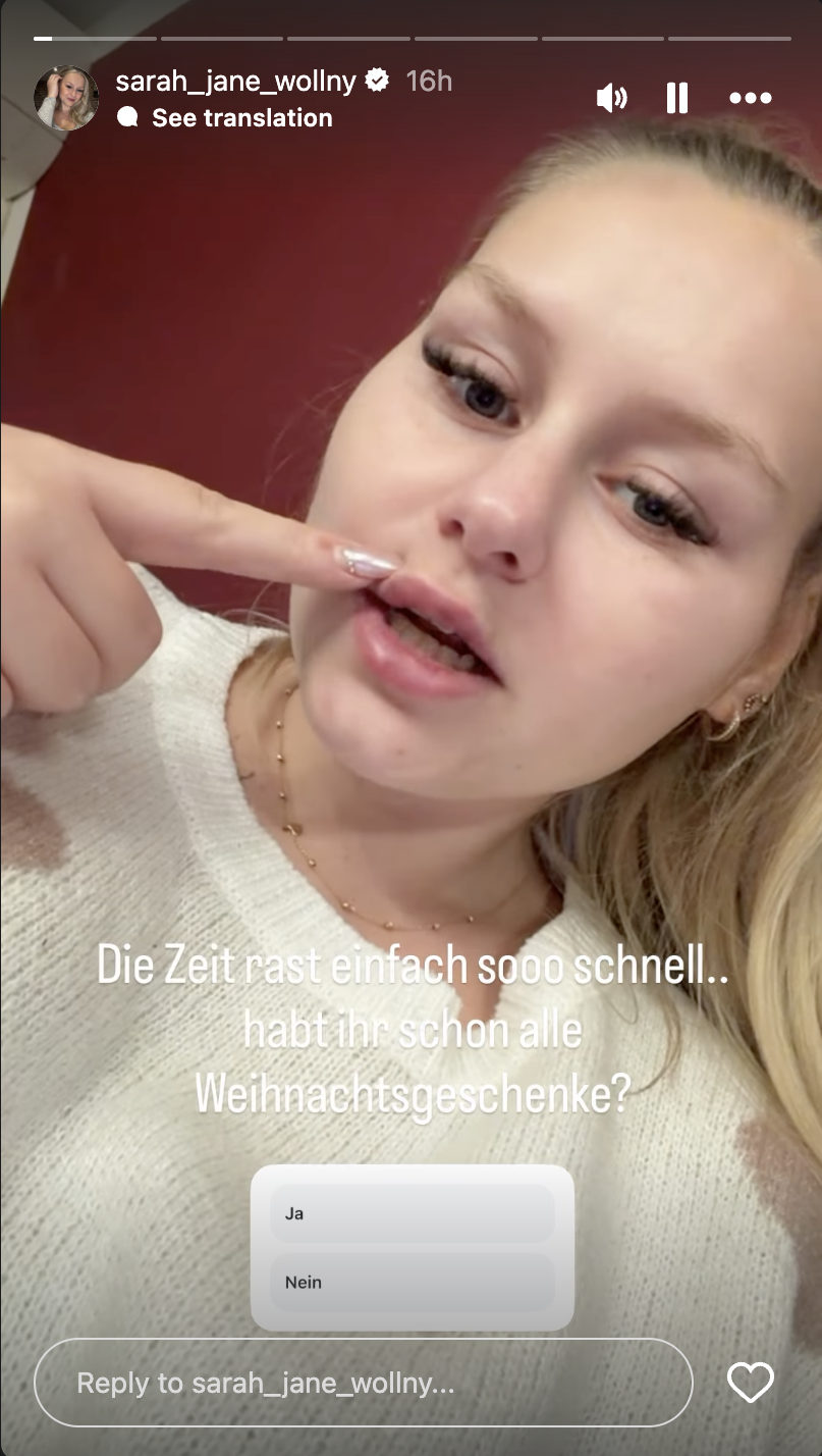 Sarah-Jane Wollnys Instagram-Story | Quelle: instagram.com/sarah_jane_wollny