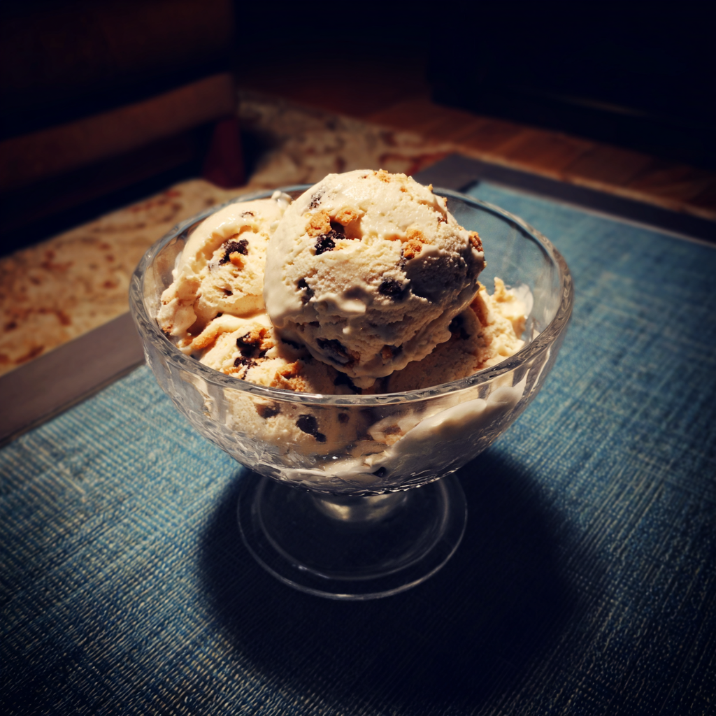 Eine Schale Eiscreme auf einem Couchtisch | Quelle: Midjourney