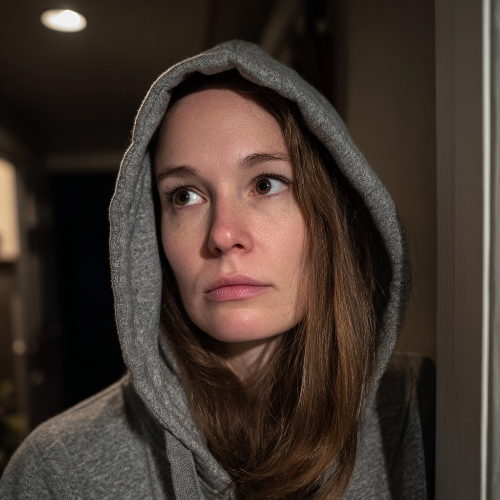 Eine Frau, die in einem Flur steht | Quelle: Midjourney