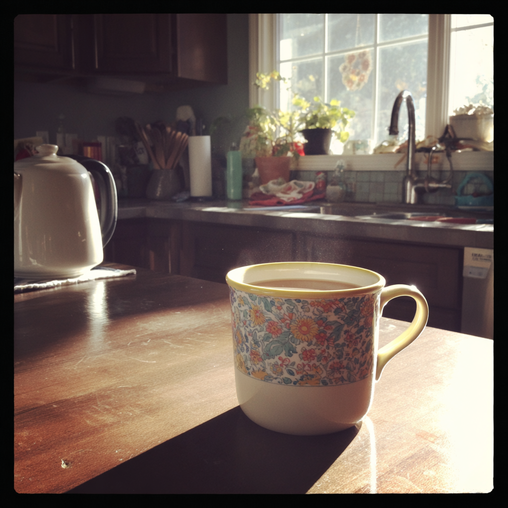 Eine Tasse Tee auf einem Tisch | Quelle: Midjourney