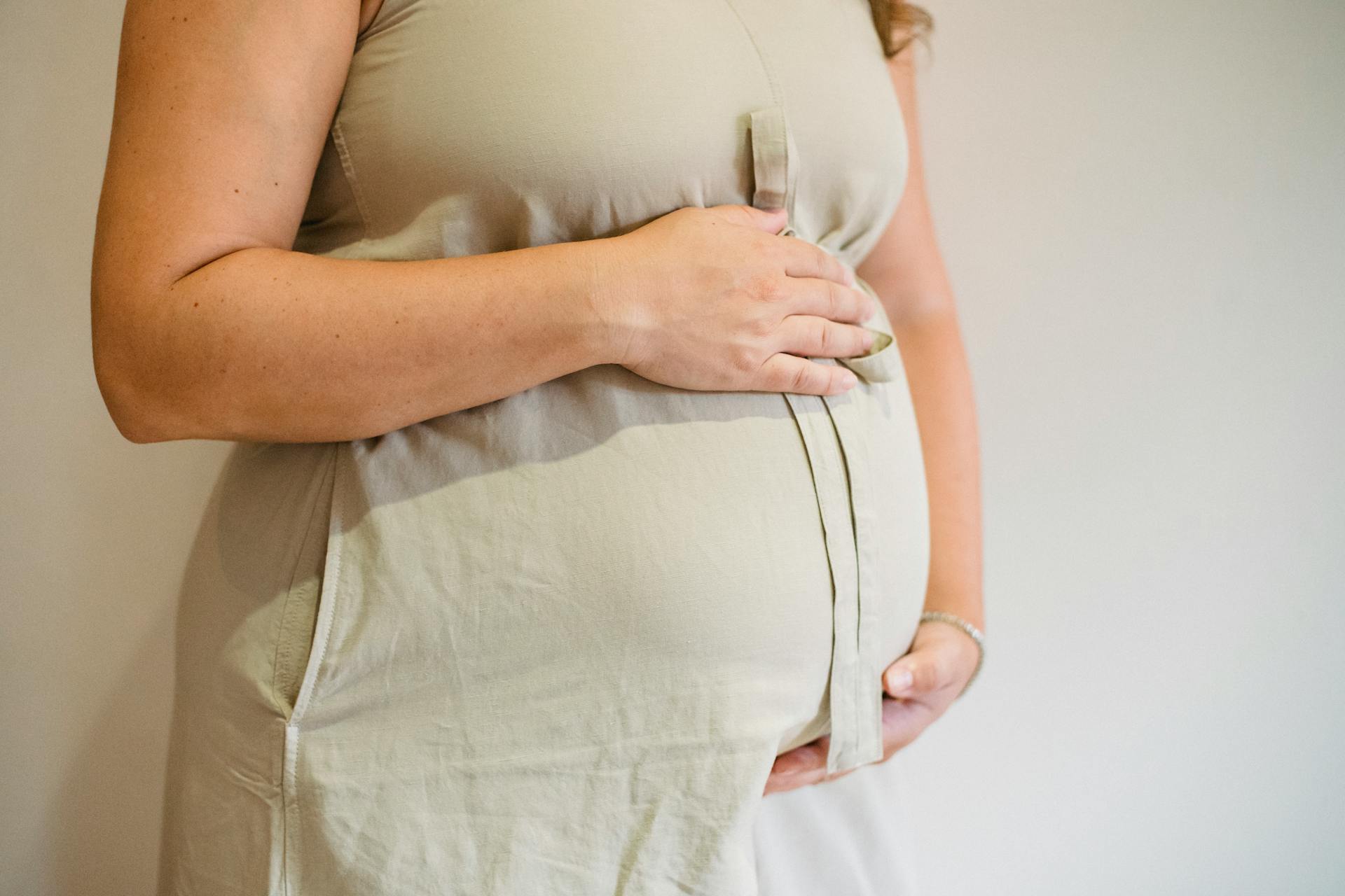 Eine schwangere Frau, die ihren Babybauch hält | Quelle: Pexels